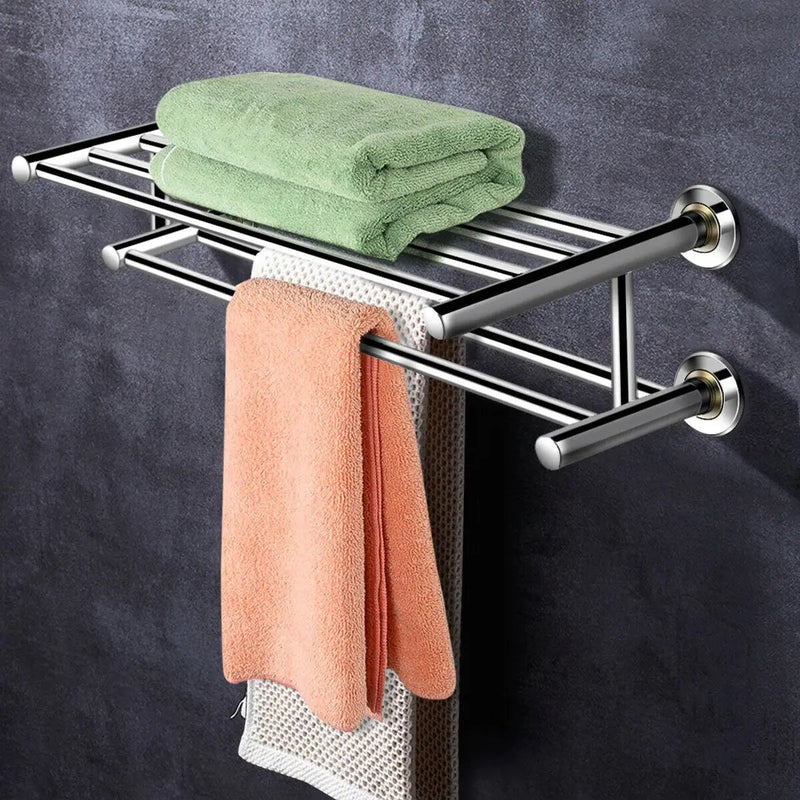 24 Inch Wall Mounted Stainless Steel Towel Storage Rack with 2 Storage Tier by DirectDeals