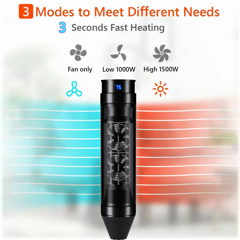 1500W Portable Pedestal Heater w/ Timer Remote Control by DirectDeals