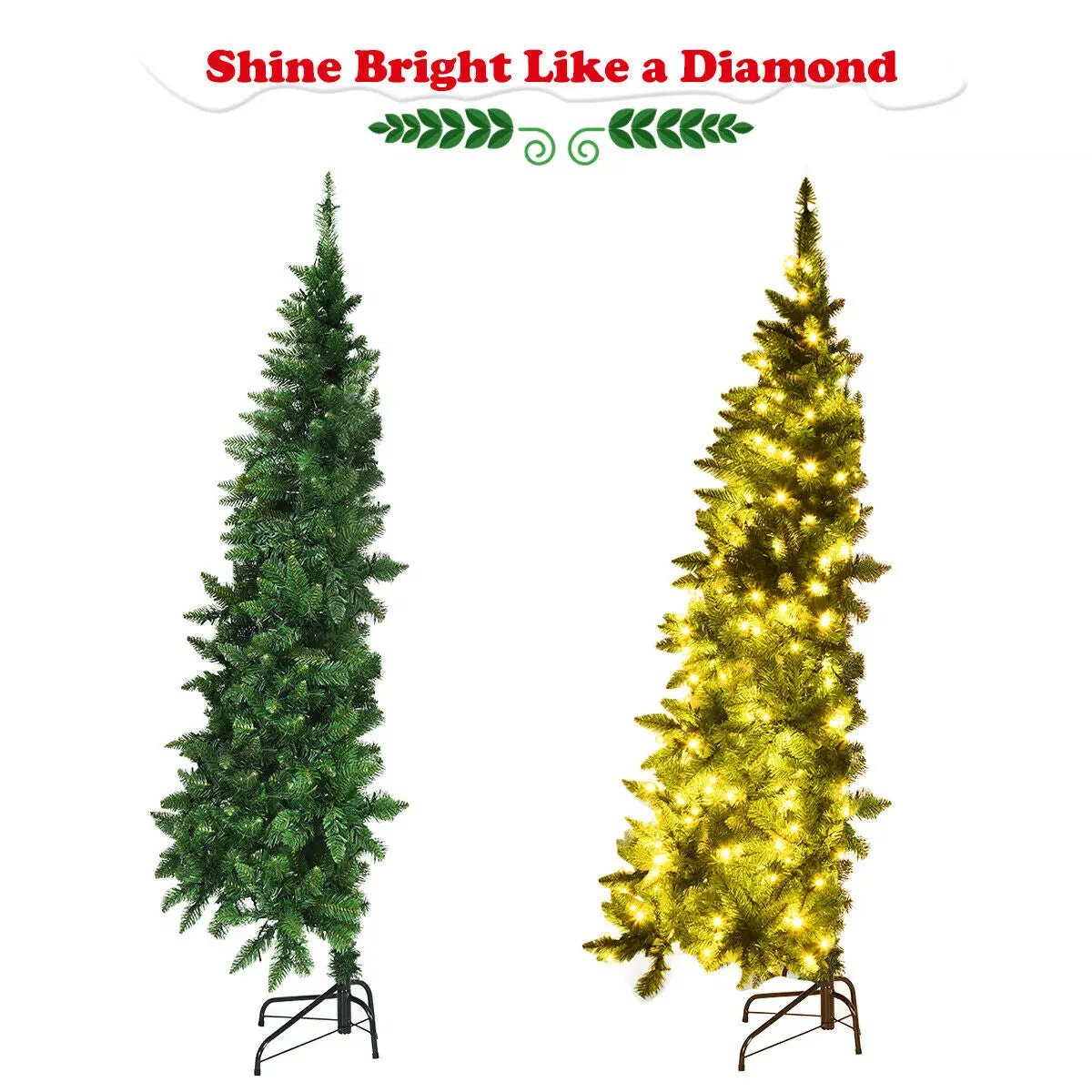 Pre-Lit Artificial Half National Christmas Tree with 8 Flash Modes by DirectDeals