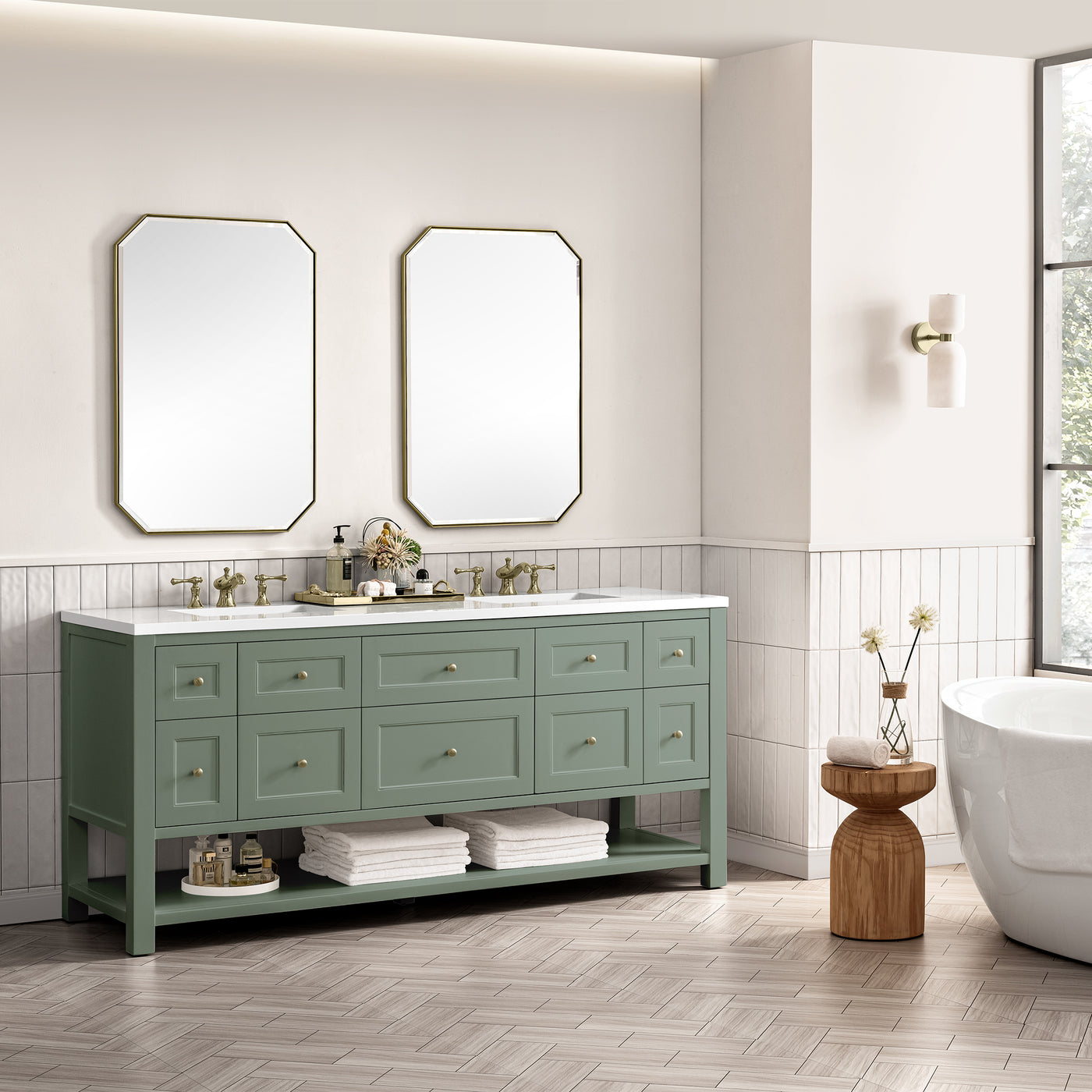 James Martin Breckenridge 72" Double Bathroom Vanity, Smokey Celadon by James Martin