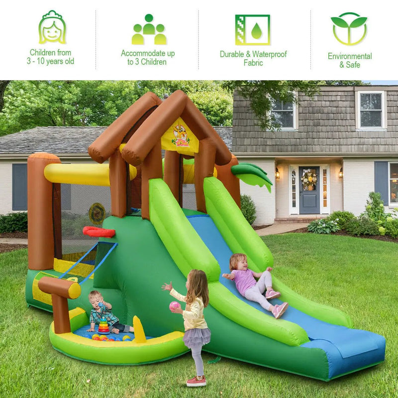 Kids Inflatable Jungle Bounce House Castle with 735W Blower by DirectDeals
