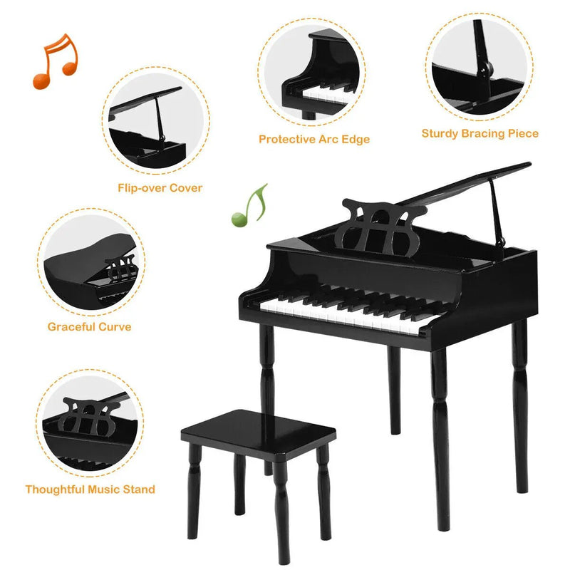 30-Key Wood Toy Kids Grand Piano with Bench by DirectDeals