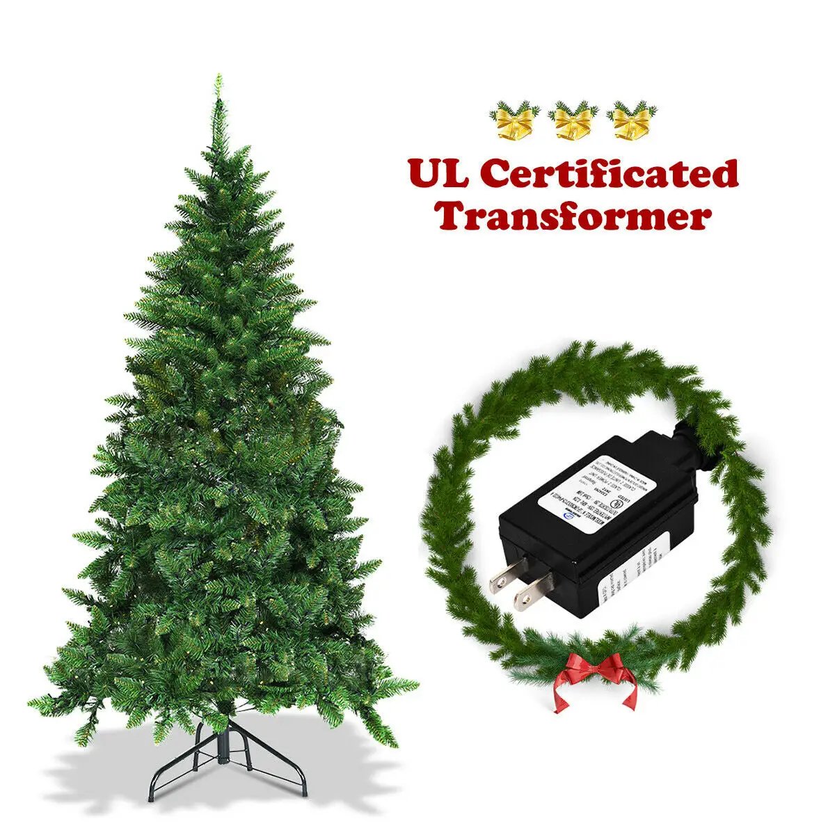 Pre-Lit Artificial Half National Christmas Tree with 8 Flash Modes by DirectDeals