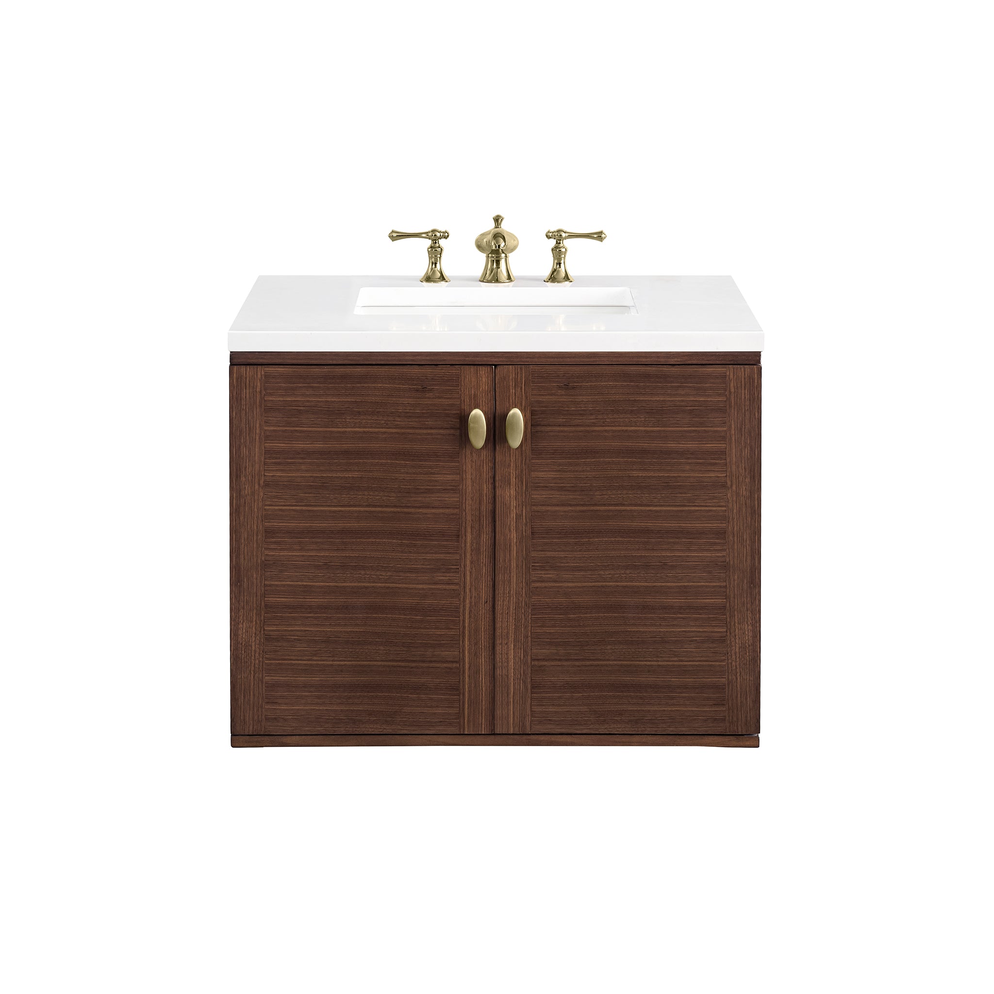 James Martin Amberly 30" Dual Mount Single Bathroom Vanity, Mid-Century Walnut by James Martin