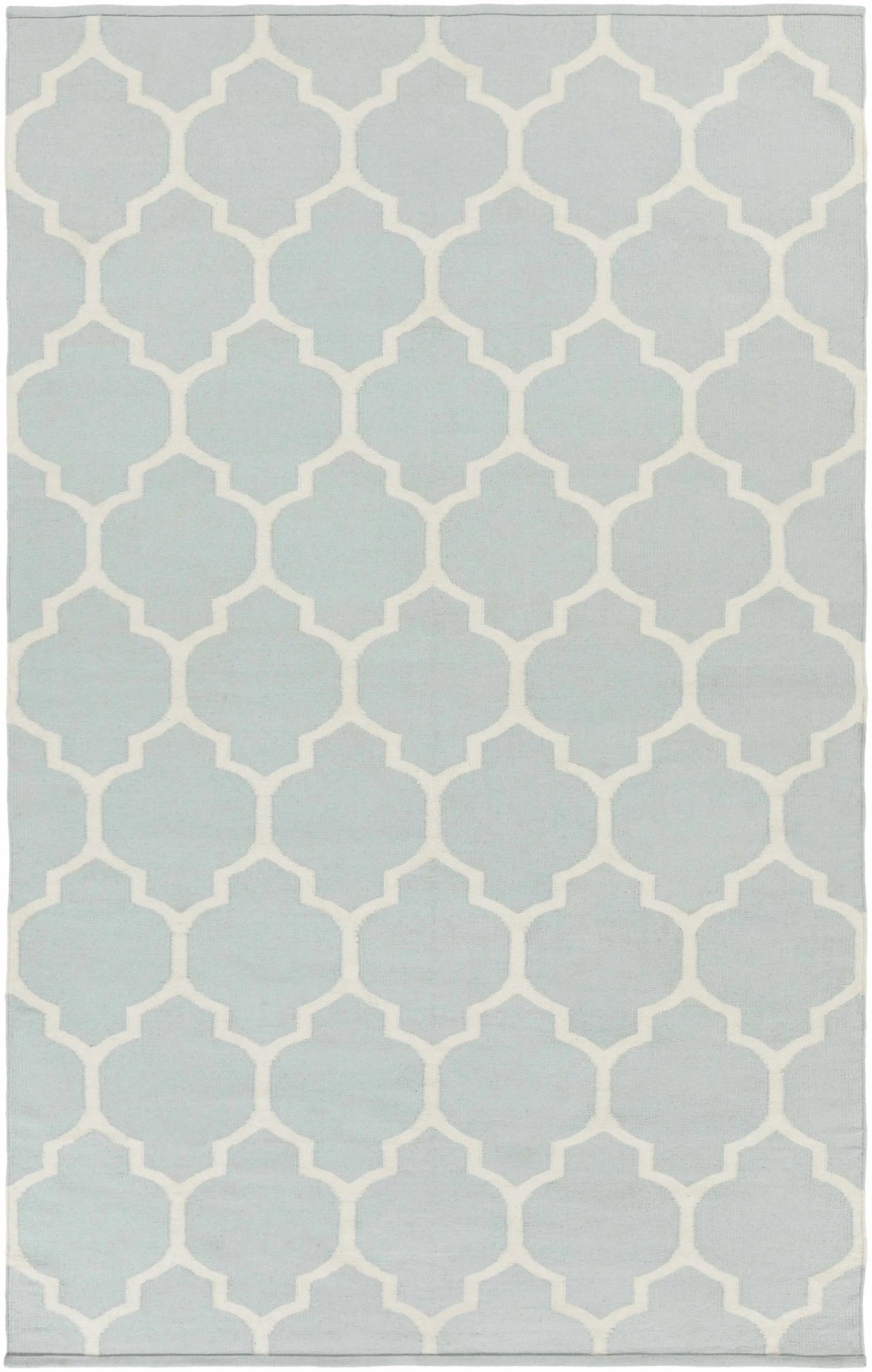 Ragan Ice Blue Trellis Cotton Rug - Clearance by Boutique Rugs