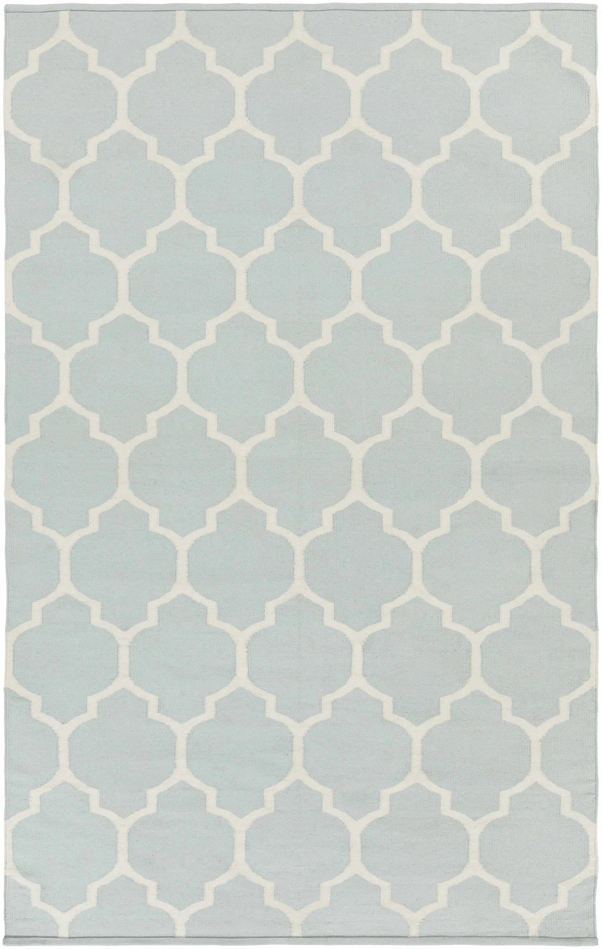 Ragan Ice Blue Trellis Cotton Rug - Clearance by Boutique Rugs
