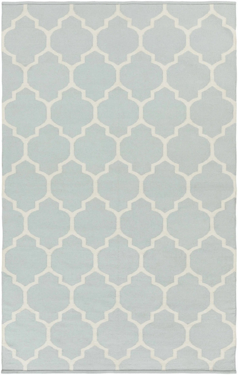 Ragan Ice Blue Trellis Cotton Rug - Clearance by Boutique Rugs