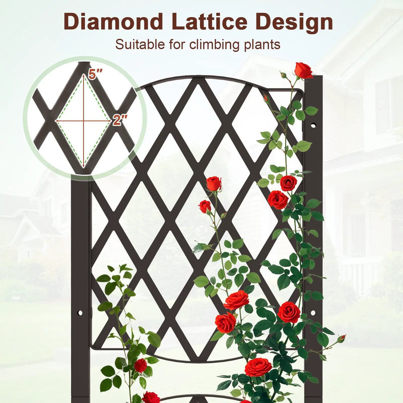 Raised Garden Bed with Trellis Planter Box for Climbing Plants -Brown by DirectDeals