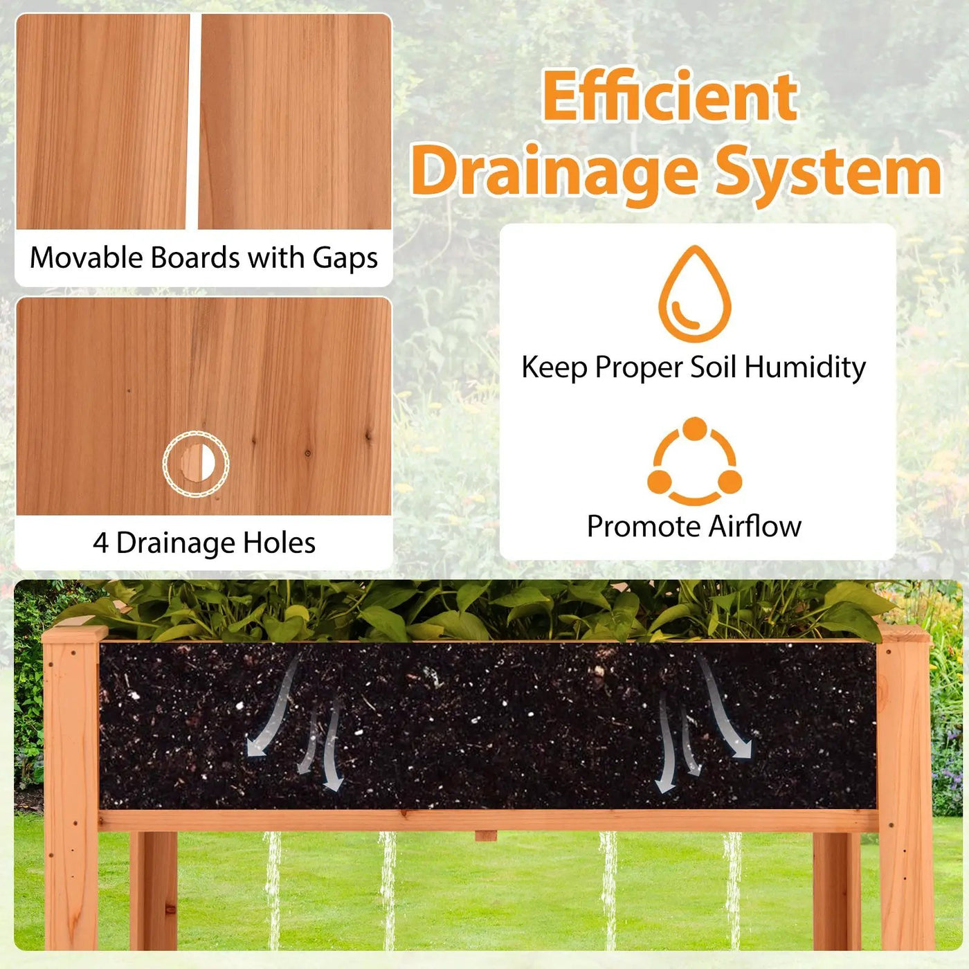 Raised Garden Bed with Trellis Wooden Elevated Planter Box with Legs by DirectDeals