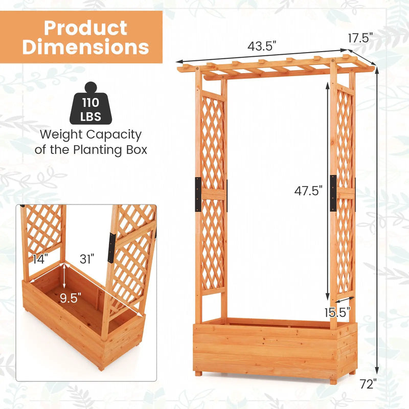 Raised Garden Bed with Arch Trellis-Orange by DirectDeals