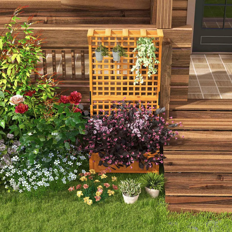 Raised Garden Bed with Trellis and Hanging Roof-Natural by DirectDeals
