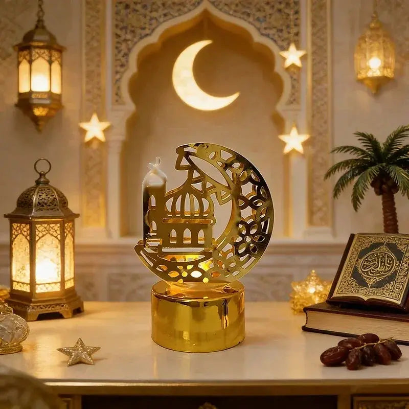 Ramadan Lamp - Star and Moon Ceramic Desk by House Of Avana