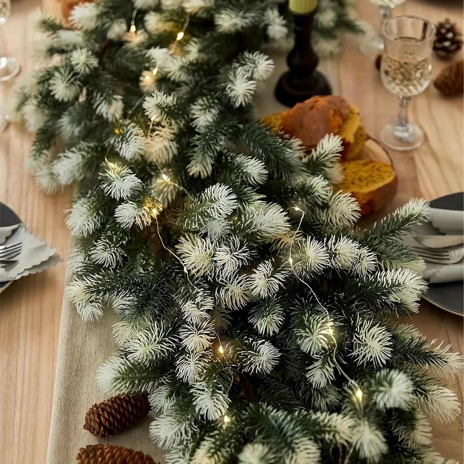 Rattan Christmas Wreath 6.4ft White Artificial Pine Ring by House Of Avana