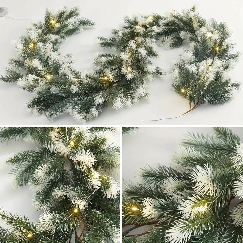 Rattan Christmas Wreath 6.4ft White Artificial Pine Ring by House Of Avana