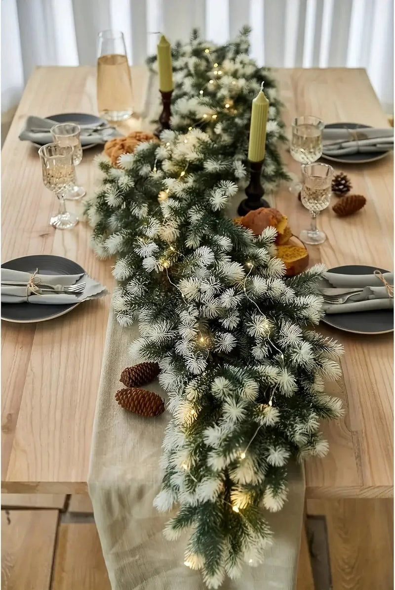 Rattan Christmas Wreath 6.4ft White Artificial Pine Ring by House Of Avana