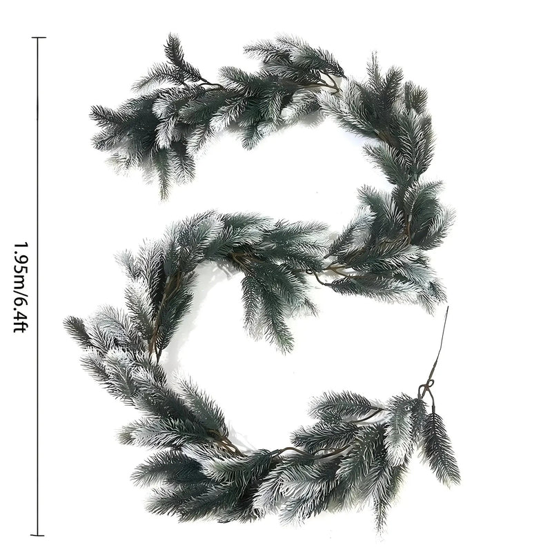 Rattan Christmas Wreath 6.4ft White Artificial Pine Ring by House Of Avana