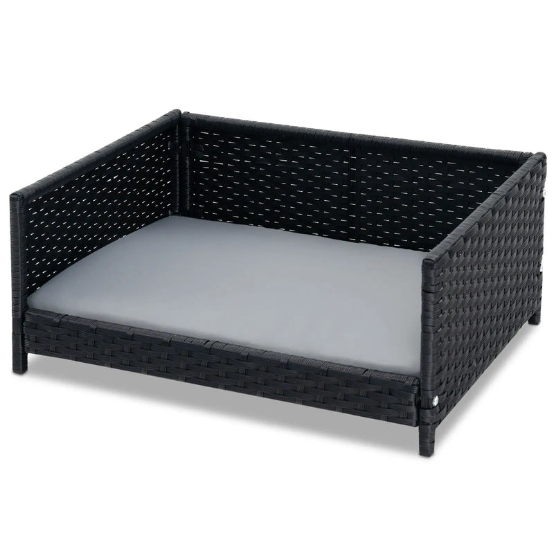 Rattan Dog Bed with Waterproof Soft Cushion for Medium Small Dogs Cats-Gray by DirectDeals