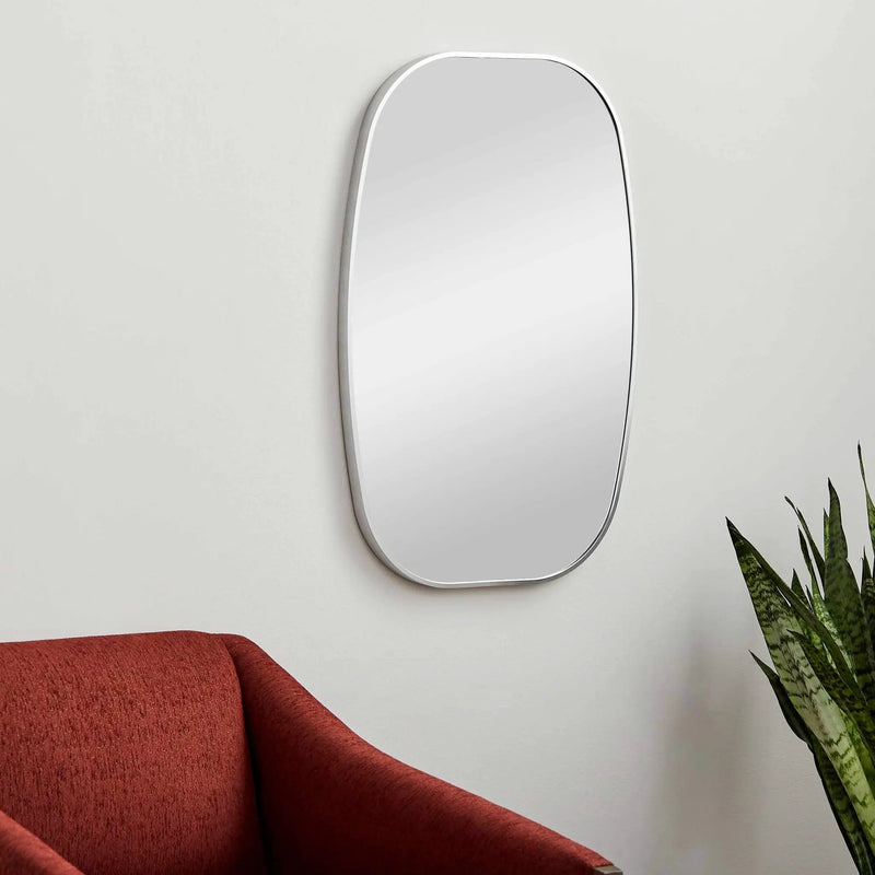 Kopparberg Metallic Silver Gold Frame Round Mirror by Boutique Rugs