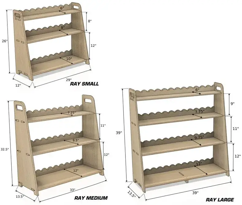 RAY+ROY- Scalloped Toy Shelf + Bookshelf by Bush Acres
