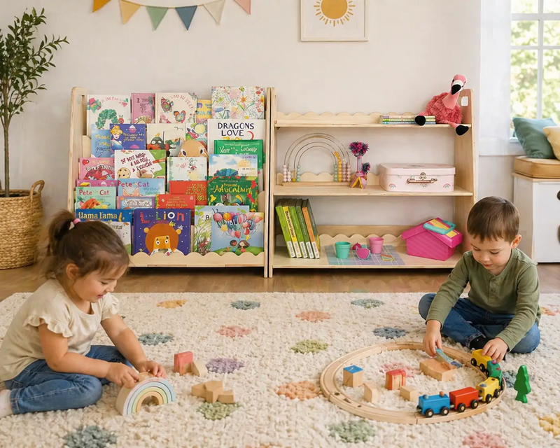 RAY+ROY- Scalloped Toy Shelf + Bookshelf by Bush Acres