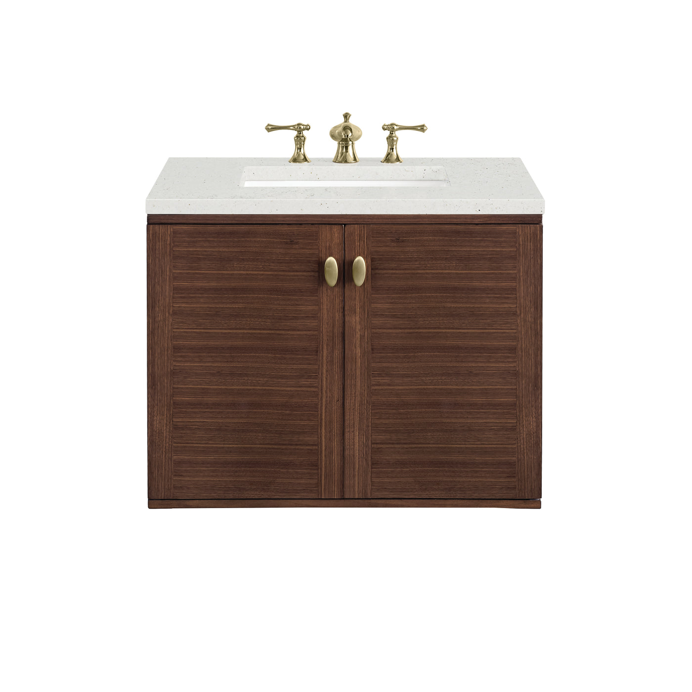 James Martin Amberly 30" Dual Mount Single Bathroom Vanity, Mid-Century Walnut by James Martin