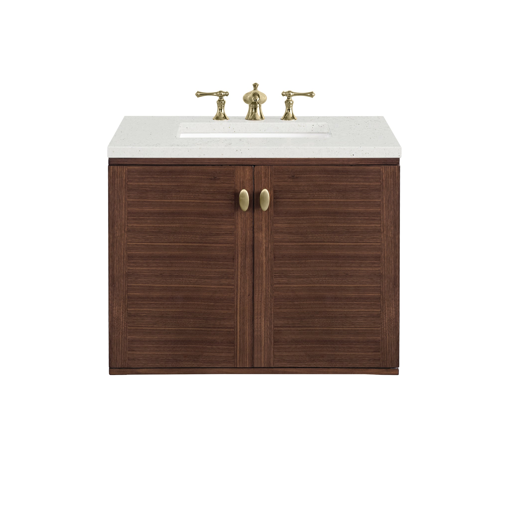 James Martin Amberly 30" Dual Mount Single Bathroom Vanity, Mid-Century Walnut by James Martin