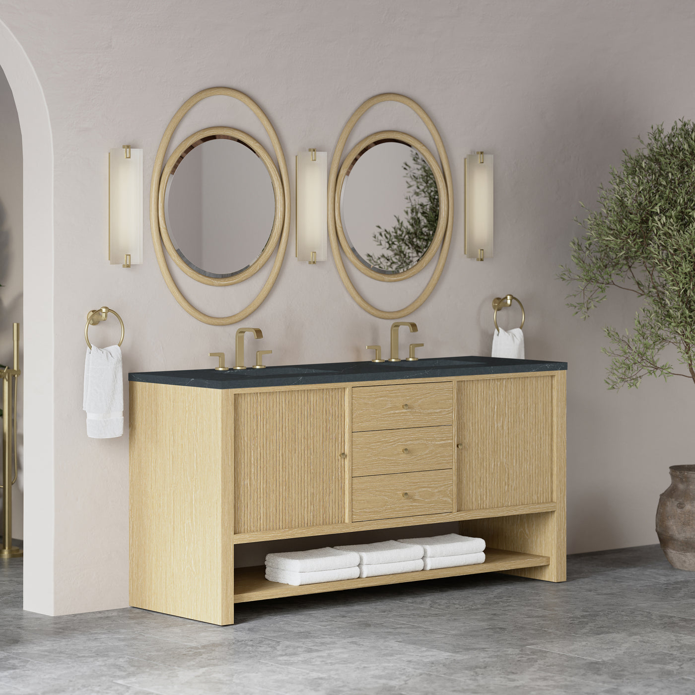 James Martin Marigot 72" Double Bathroom Vanity, Sunwashed Oak by James Martin