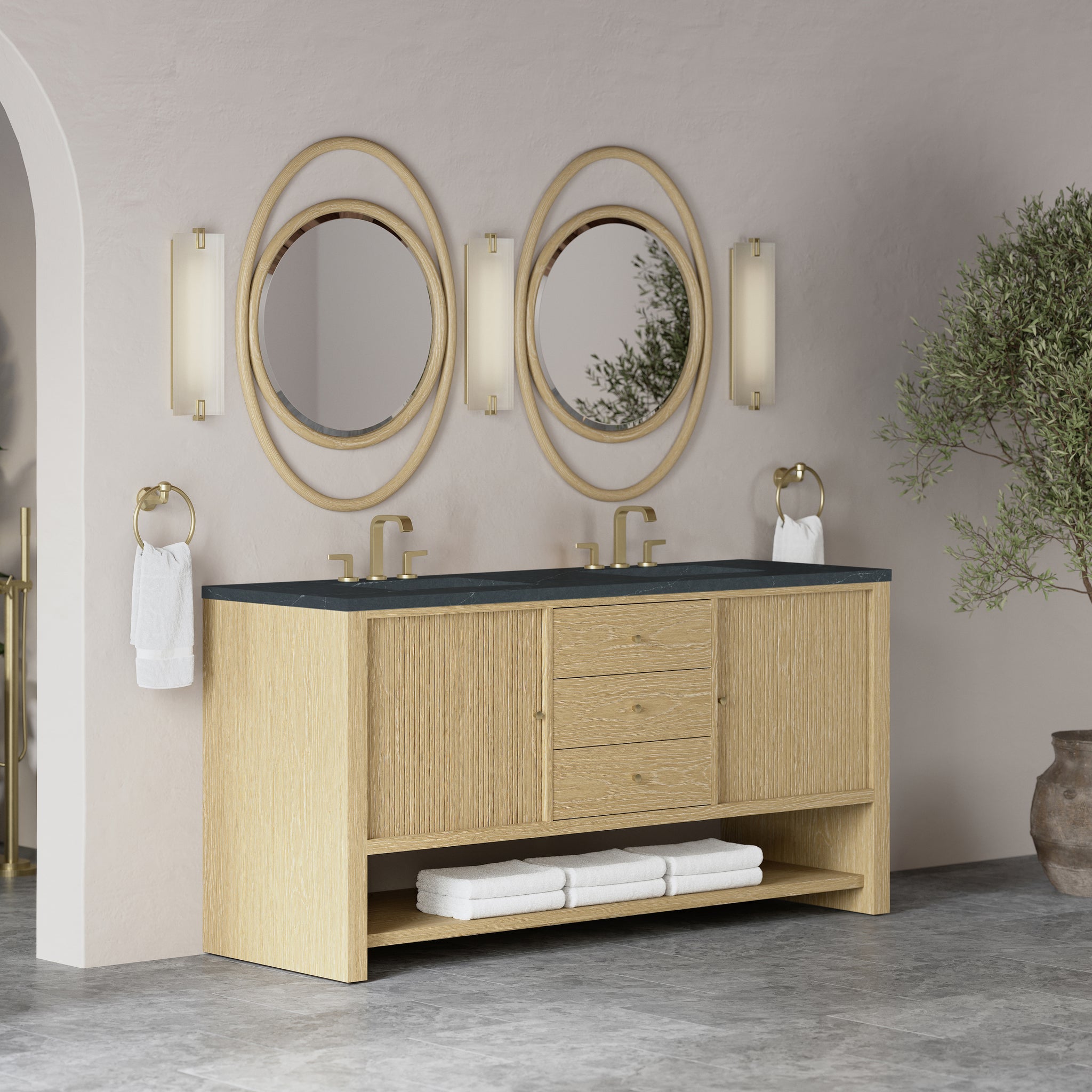 James Martin Marigot 72" Double Bathroom Vanity, Sunwashed Oak by James Martin