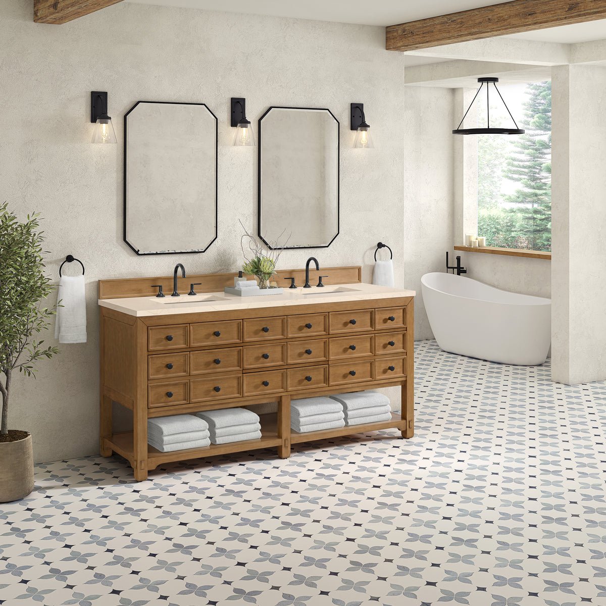 James Martin Malibu 72" Double Bathroom Vanity, Amber Birch, view 28