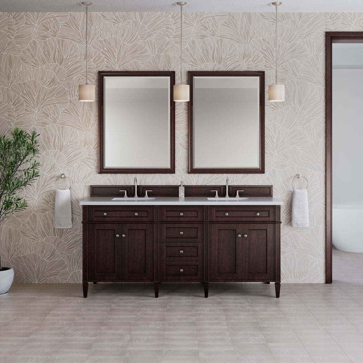 James Martin Brittany 72" Double Bathroom Vanity, Burnished Mahogany, view 31