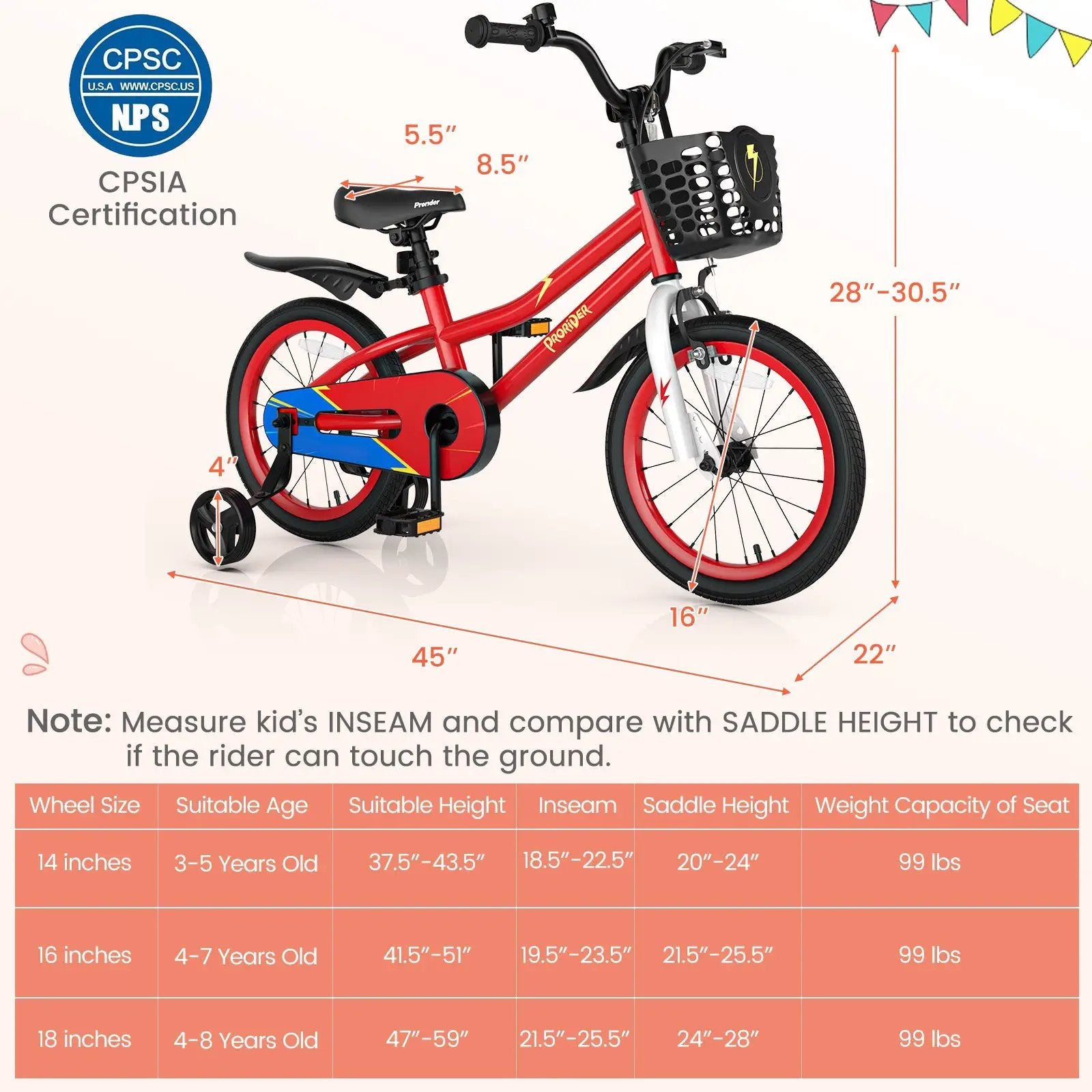 16 Inch Kids Bike with Removable Training Wheels by DirectDeals