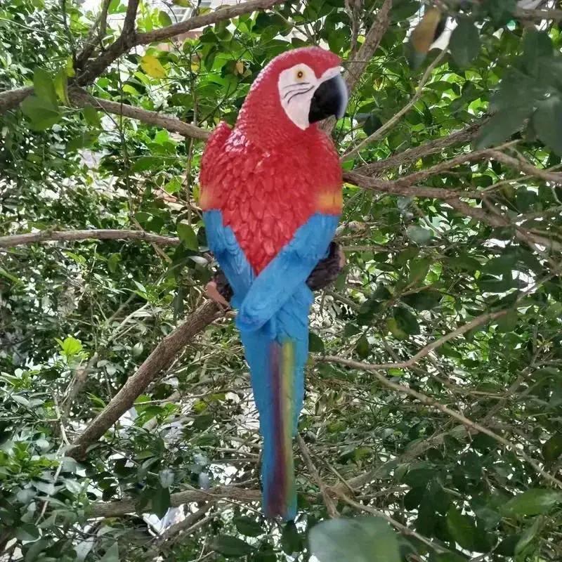 Realistic Blue Hanging Parrot Statue Garden Decor by House Of Avana