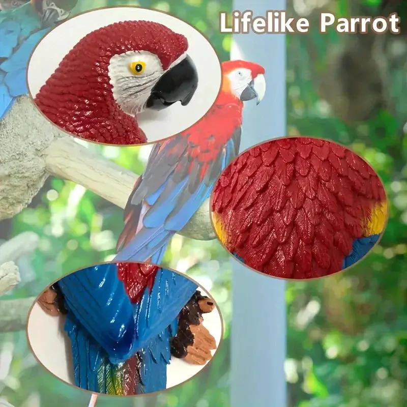 Realistic Blue Hanging Parrot Statue Garden Decor by House Of Avana