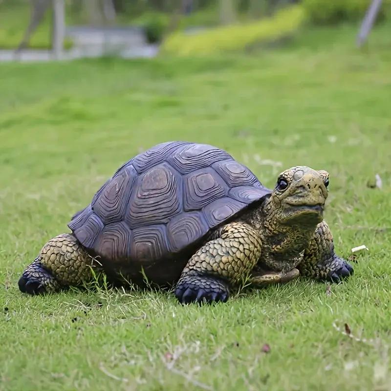 Realistic Ceramic Turtle Statue for Outdoor Garden Decor by House Of Avana