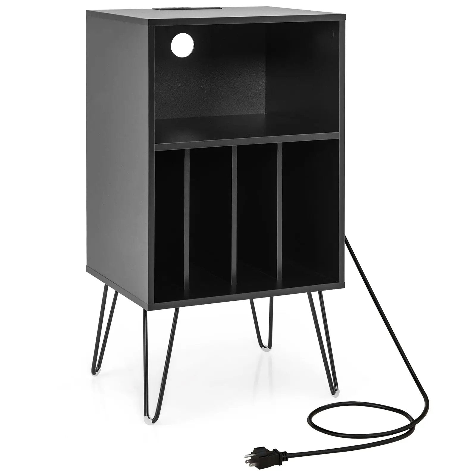 Record Player Stand with Charging Station by DirectDeals