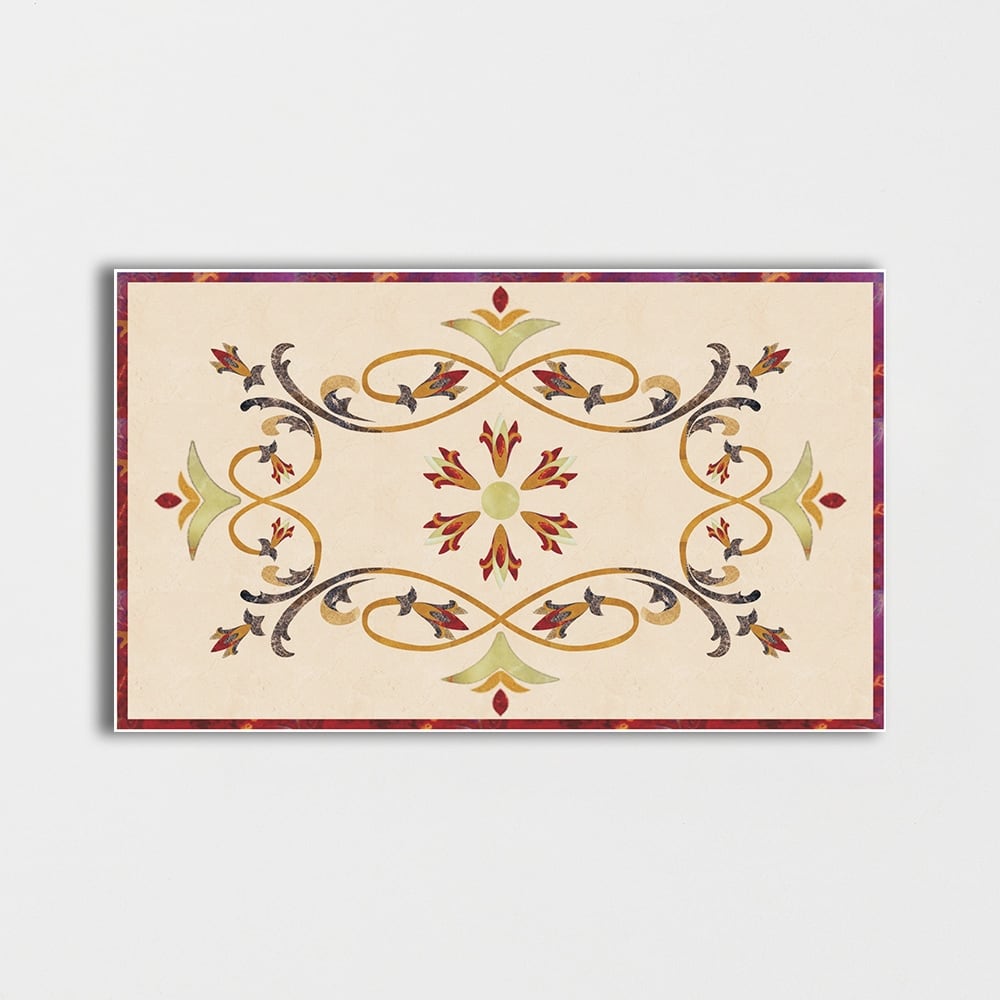 Rectangular Aluminum Backed Multi Finish Carnation Marble Medallions 4x6 Marble Multi Finish 4x8 Medallions