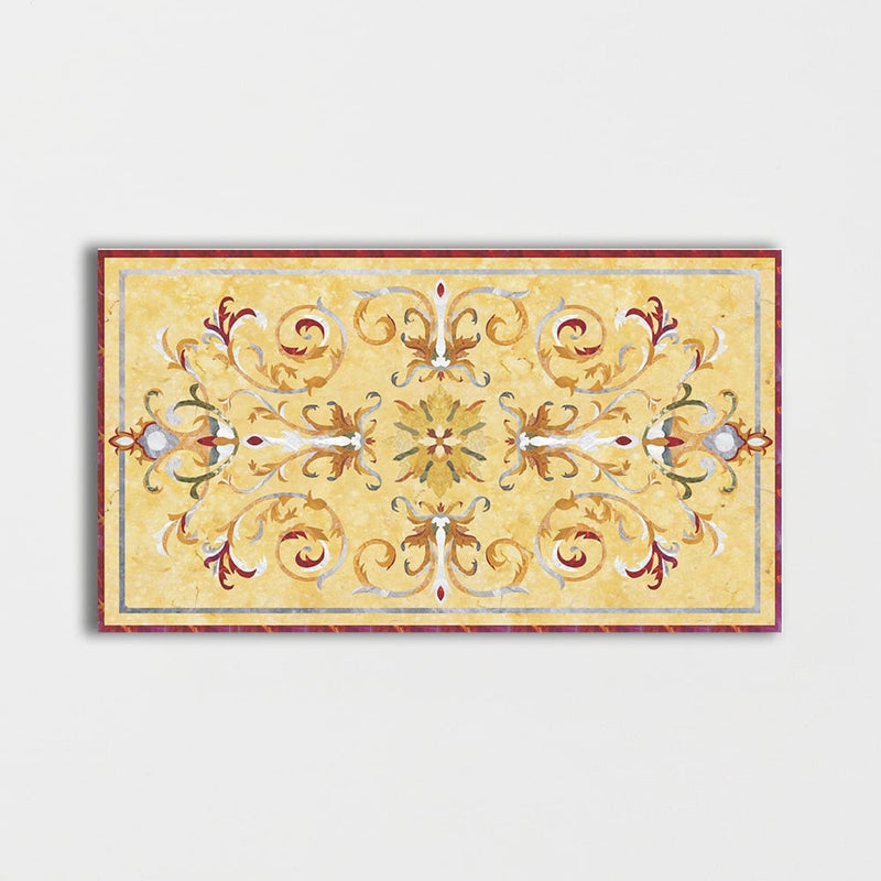 Rectangular Aluminum Backed Multi Finish Casablanca Marble Medallions 3x5 Marble Multi Finish 6x6 Medallions