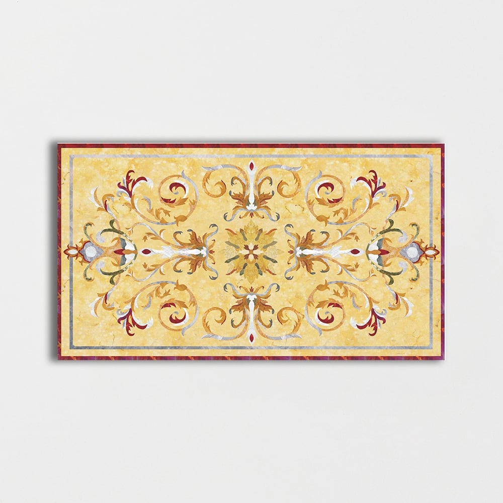 Rectangular Aluminum Backed Multi Finish Casablanca Marble Medallions 4x6 Marble Multi Finish 4x8 Medallions