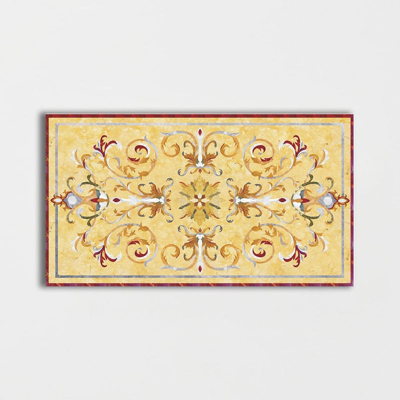 Rectangular Aluminum Backed Multi Finish Casablanca Marble Medallions 4x6 Marble Multi Finish 4x8 Medallions