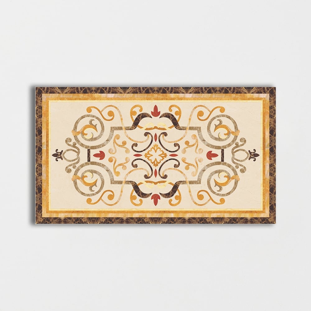 Rectangular Aluminum Backed Multi Finish Danbury Marble Medallions 3x5 Marble Multi Finish 6x6 Medallions