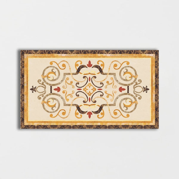 Rectangular Aluminum Backed Multi Finish Danbury Marble Medallions 3x5