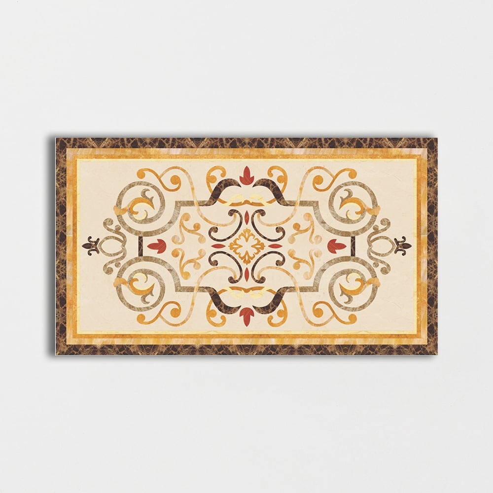 Rectangular Aluminum Backed Multi Finish Danbury Marble Medallions 4x6 Marble Multi Finish 4x8 Medallions