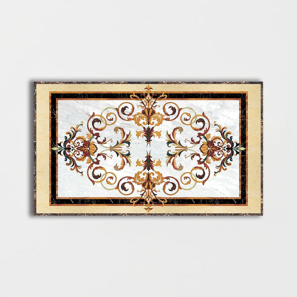 Rectangular Aluminum Backed Multi Finish Rafael Marble Medallions 3x5
