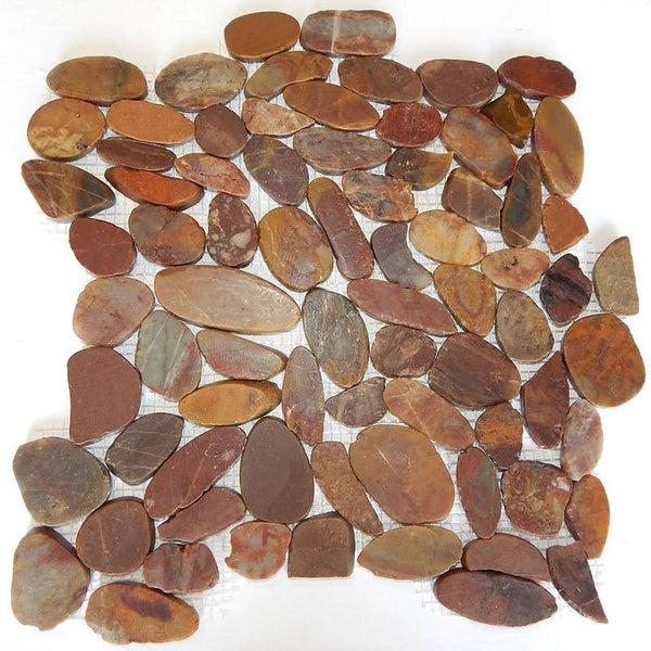Red Wood Natural Pebble Mosaics 12x12