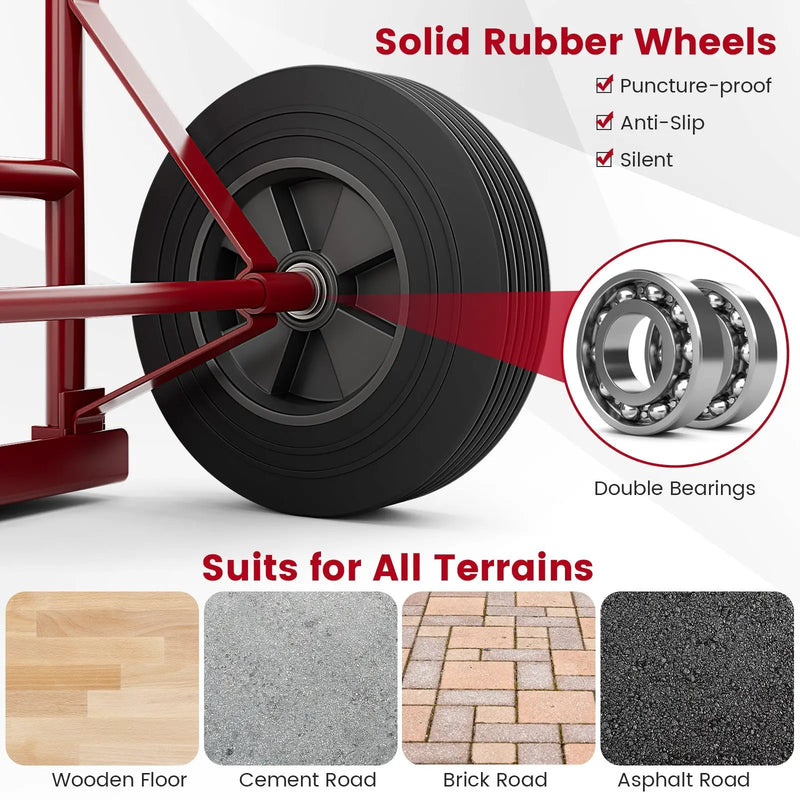 P-Handle Sack Truck with 10 Inch Wheels and Foldable Load Area-Red by DirectDeals