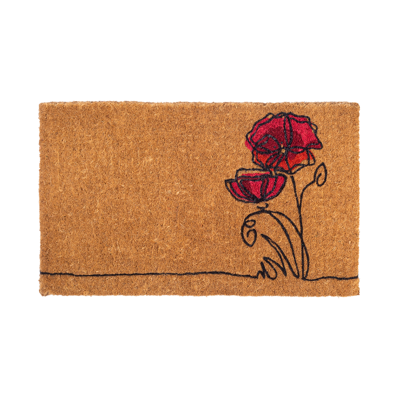 Red Flower Coir Doormat by Fab Habitat