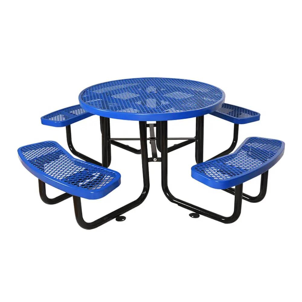 Large 46-Inch Heavy-Duty Round Outdoor Steel Picnic Table With Umbrella Hole (SAK96428) by SAKSBY WHOLESALE