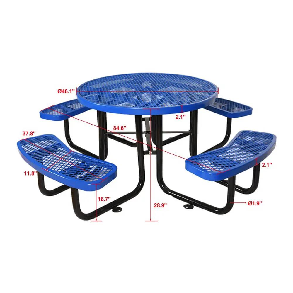 Large 46-Inch Heavy-Duty Round Outdoor Steel Picnic Table With Umbrella Hole (SAK96428) by SAKSBY WHOLESALE