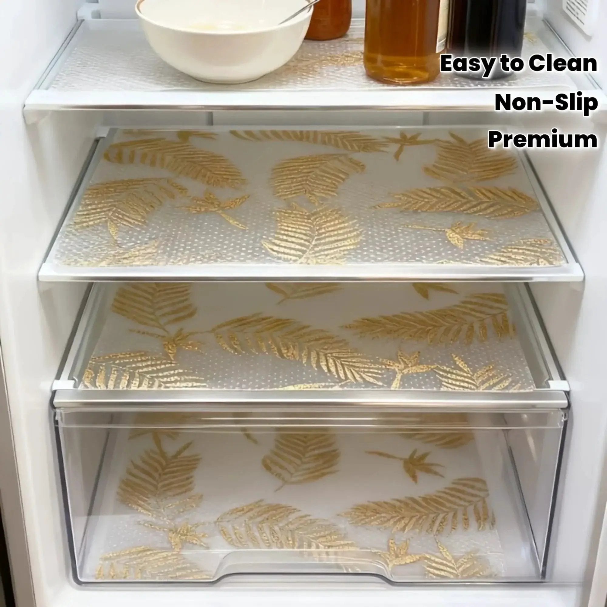 Refrigerator Pad - Non-Slip Golden Leaf Waterproof by House Of Avana