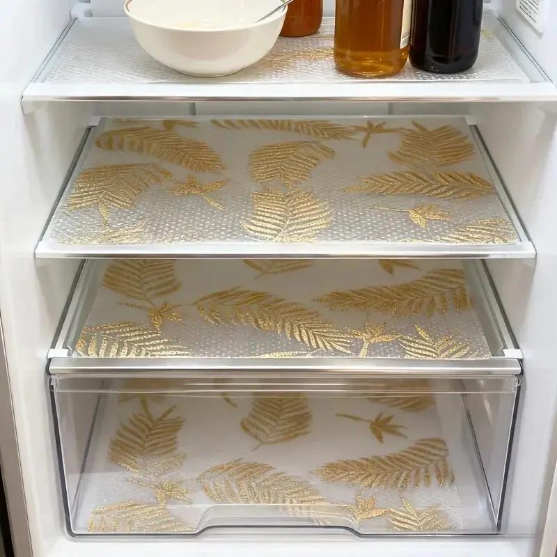 Refrigerator Pad - Non-Slip Golden Leaf Waterproof by House Of Avana